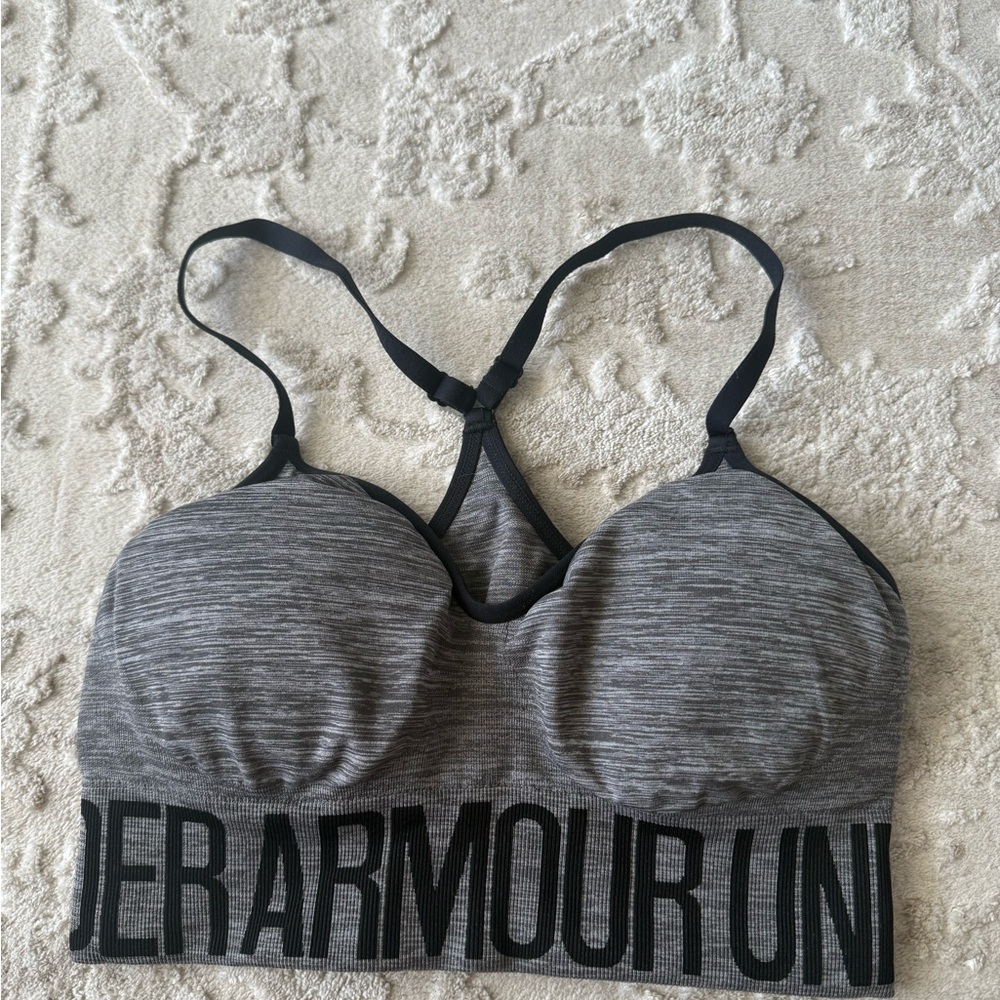 Under Armour Gray Seamless Padded Racerback Sports Bra